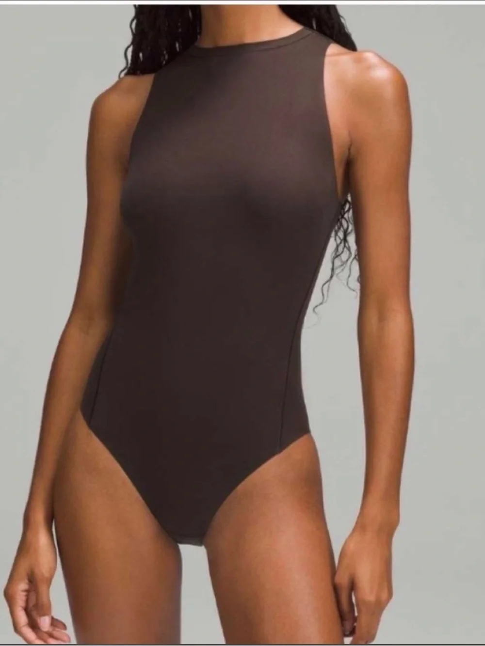 lululemon athletica Brown High-Neck Sleeveless Bodysuit S